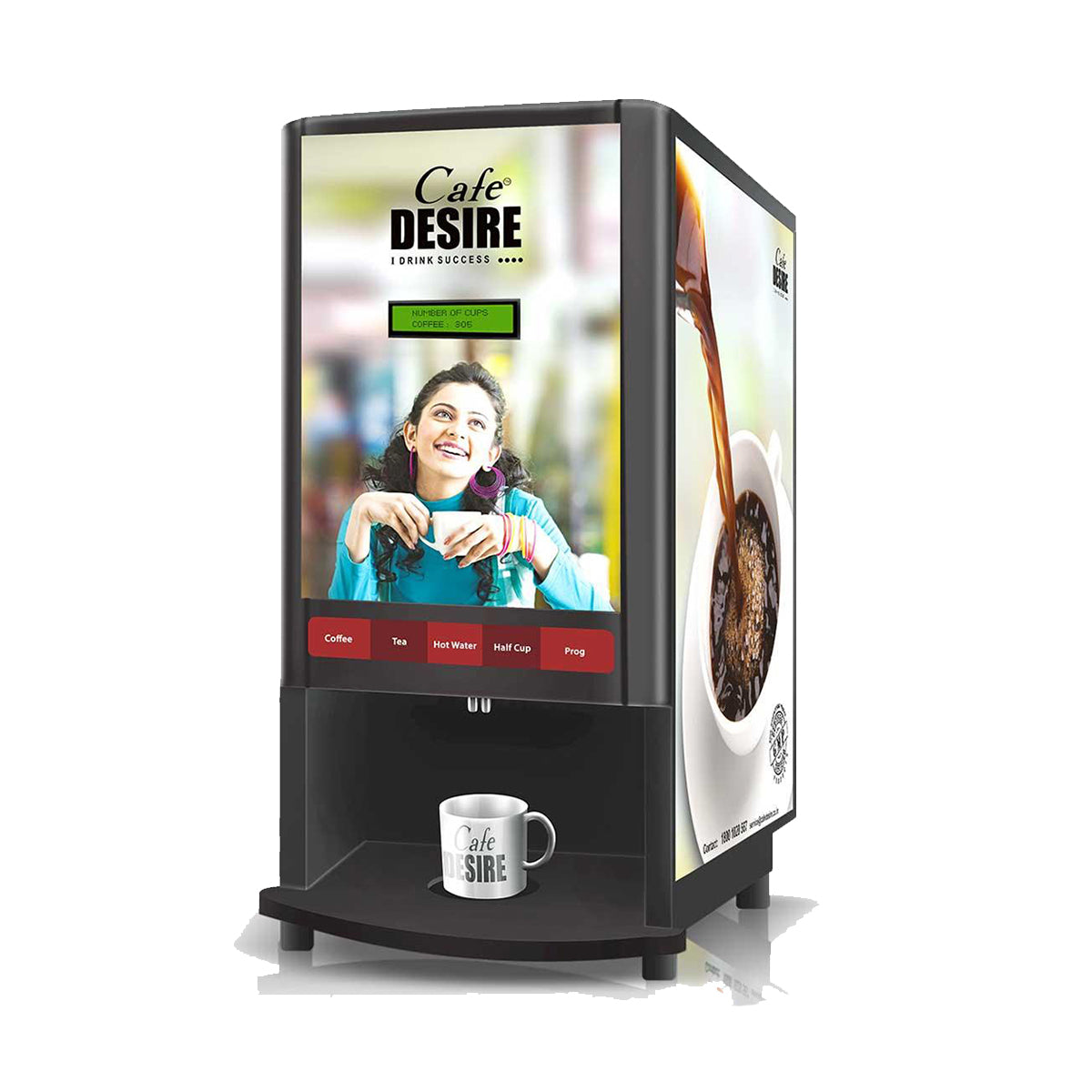 Pump Model - Coffee Machine 2 Lane | Two Beverage Options | Fully Automatic Tea & Coffee Vending Machine | For Offices, Shops and Smart Homes | Make 2 Varieties of Coffee Tea with Premix | No Milk, Tea, Coffee Powder Required