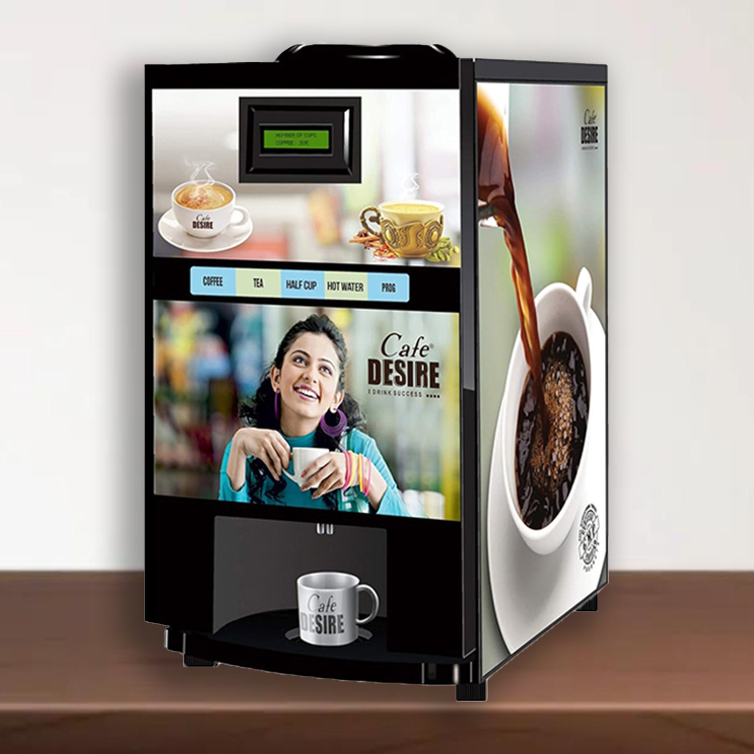 Coffee Machine 2 Lane | Two Beverage Options | Fully Automatic Tea & Coffee Vending Machine | For Offices, Shops and Smart Homes | Make 2 Varieties of Coffee Tea with Premix | No Milk, Tea, Coffee Powder Required