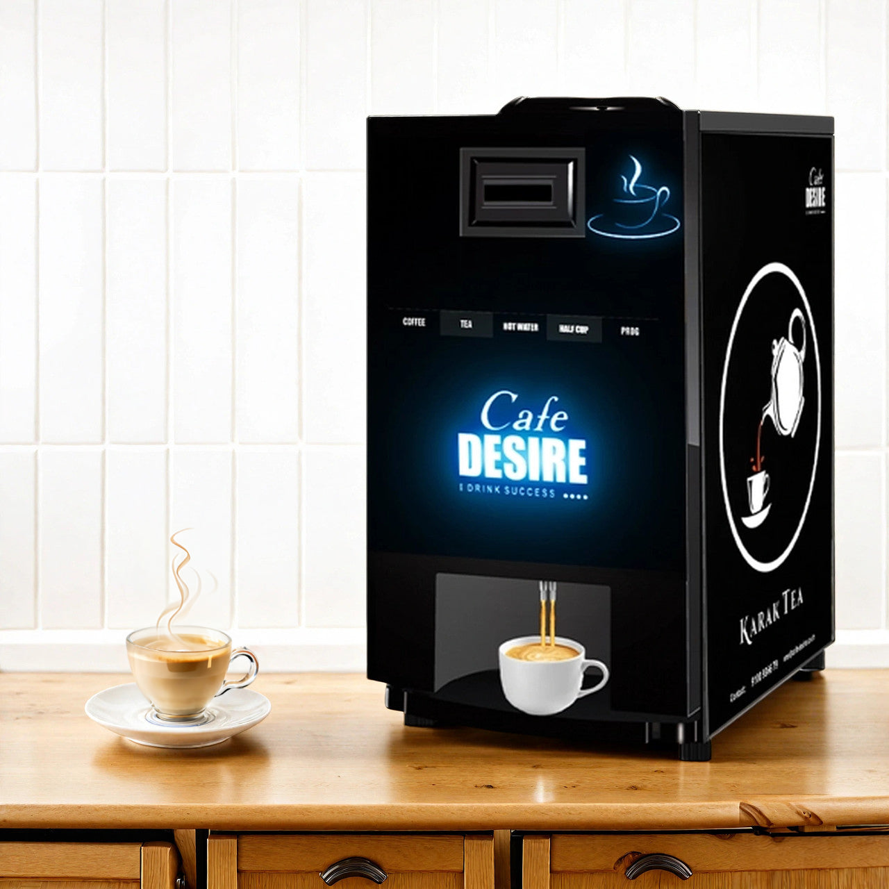 LED Coffee Machine 2 Lane | Two Beverage Options | Fully Automatic Tea & Coffee Vending Machine | For Offices, Shops and Smart Homes | Make 2 Varieties of Coffee Tea with Premix | No Milk, Tea, Coffee Powder Required - 0