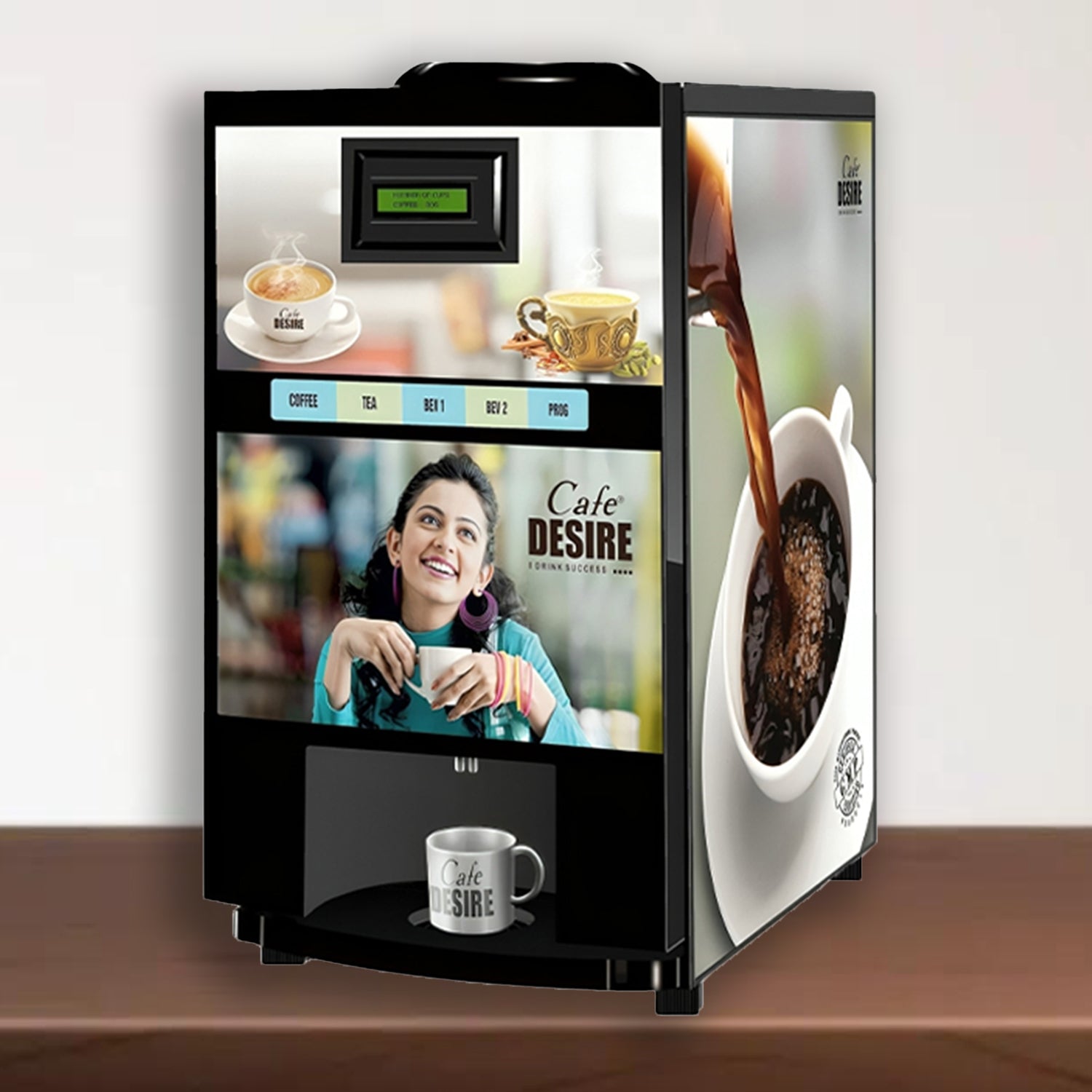 Coffee Machine 4 Lane | Four Beverage Options | Fully Automatic Tea & Coffee Vending Machine | For Offices, Shops and Smart Homes | Make 4 Varieties of Coffee Tea with Premix | No Milk, Tea, Coffee Powder Required