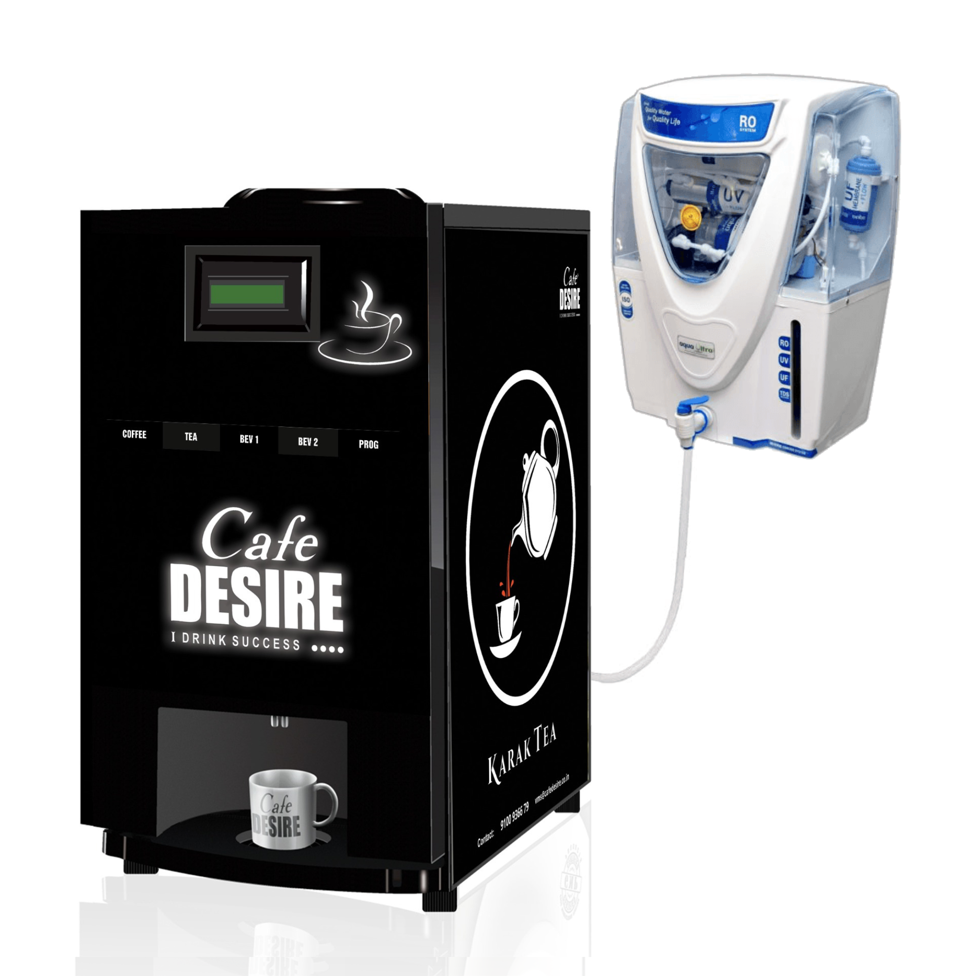 LED Coffee Machine 4 Lane - RO Option | Four Beverage Options | Fully Automatic Tea & Coffee Vending Machine | For Offices, Shops and Smart Homes | Make Varieties of Coffee Tea with Premix | No Milk, Tea, Coffee Powder Required