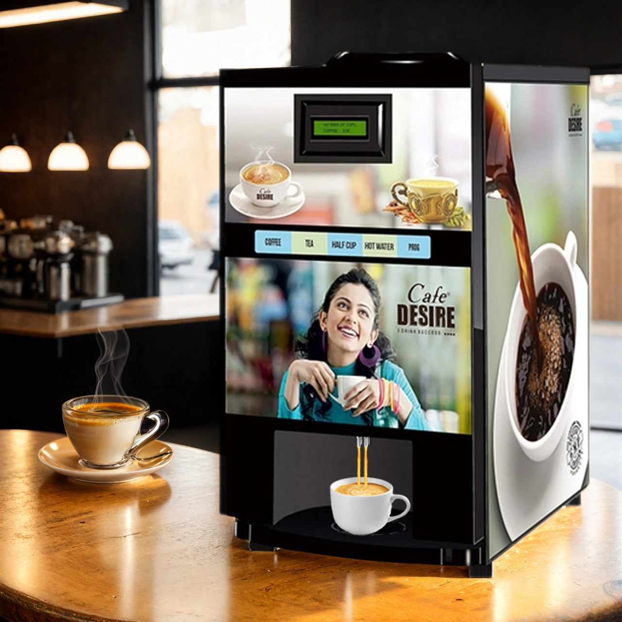 Coffee Machine 2 Lane | Two Beverage Options | Fully Automatic Tea & Coffee Vending Machine | For Offices, Shops and Smart Homes | Make 2 Varieties of Coffee Tea with Premix | No Milk, Tea, Coffee Powder Required - 0