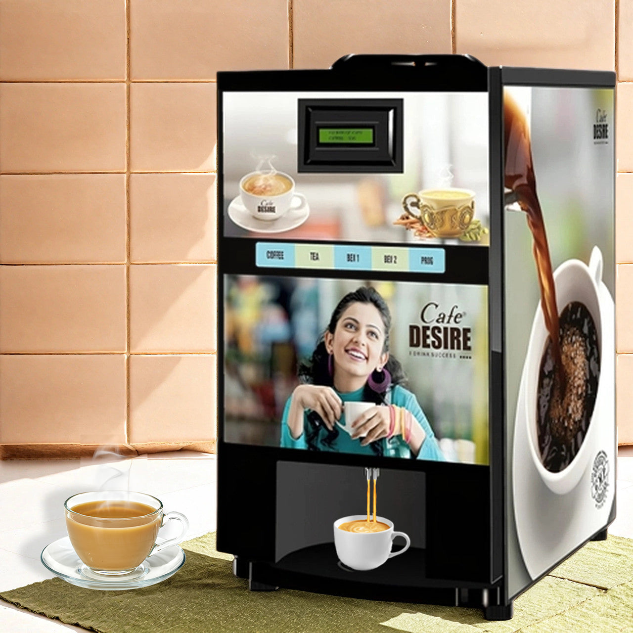 Coffee Machine 4 Lane | Four Beverage Options | Fully Automatic Tea & Coffee Vending Machine | For Offices, Shops and Smart Homes | Make 4 Varieties of Coffee Tea with Premix | No Milk, Tea, Coffee Powder Required