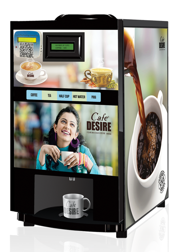 QR Code UPI Payment Enabled Coffee Machine 2 Lane | Two Beverage Options | Fully Automatic Tea & Coffee Vending Machine | For Offices, Shops and Smart Homes | Make 2 Varieties of Coffee Tea with Premix | No Milk, Tea, Coffee Powder Required
