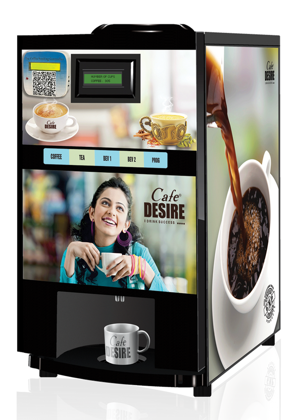 QR Code UPI Payment Enabled Coffee Machine 4 Lane | Four Beverage Options | Fully Automatic Tea & Coffee Vending Machine | For Offices, Shops and Smart Homes | Make 4 Varieties of Coffee Tea with Premix | No Milk, Tea, Coffee Powder Required