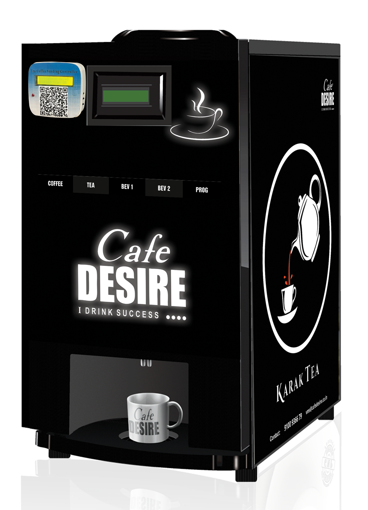 LED - QR Code UPI Payment Enabled Coffee Machine 4 Lane | Four Beverage Options | Fully Automatic Tea & Coffee Vending Machine | For Offices, Shops and Smart Homes | Make 4 Varieties of Coffee Tea with Premix | No Milk, Tea, Coffee Powder Required