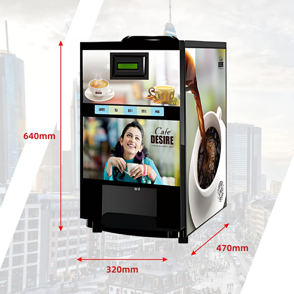 Coffee Machine 4 Lane | Four Beverage Options | Fully Automatic Tea & Coffee Vending Machine | For Offices, Shops and Smart Homes | Make 4 Varieties of Coffee Tea with Premix | No Milk, Tea, Coffee Powder Required