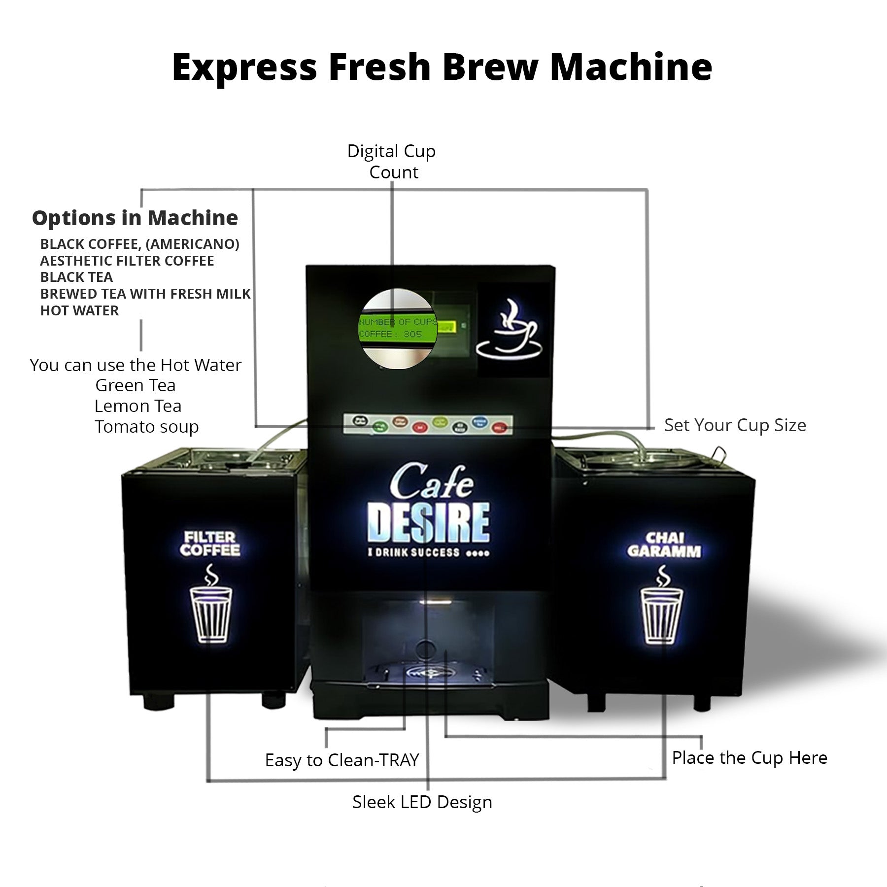 Express Fully Automatic Fresh Milk Coffee Tea Vending Machine | Make with Fresh Milk | Suitable for all Offices and Shops