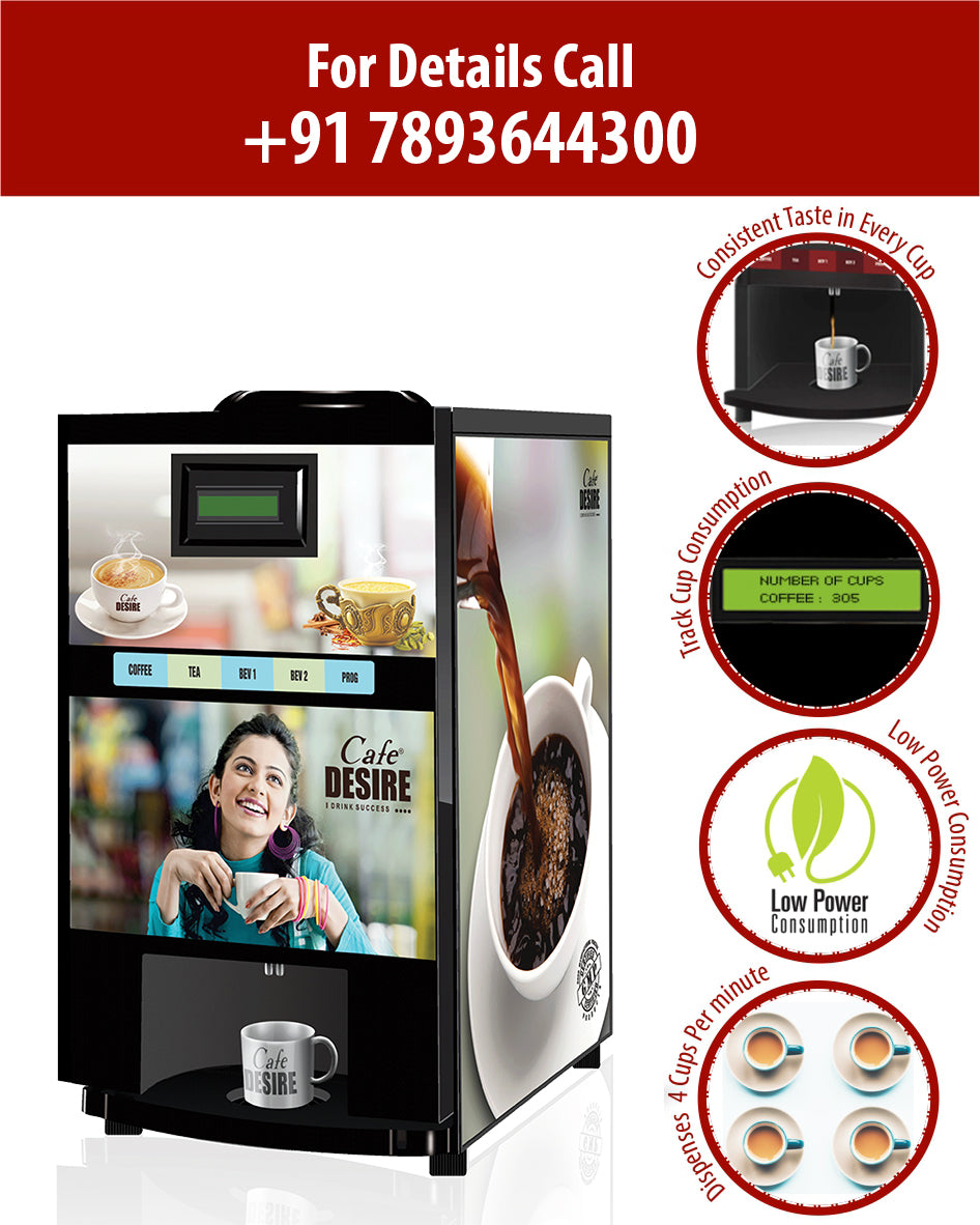 Pump Model - Coffee Machine 2 Lane | Two Beverage Options | Fully Automatic Tea & Coffee Vending Machine | For Offices, Shops and Smart Homes | Make 2 Varieties of Coffee Tea with Premix | No Milk, Tea, Coffee Powder Required