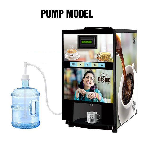 Pump Model - Coffee Tea Vending Machine - 4 Lane | Four Beverage Options | Fully Automatic Tea & Coffee Vending Machine | For Offices, Shops and Smart Homes | Make 4 Varieties of Coffee Tea with Premix